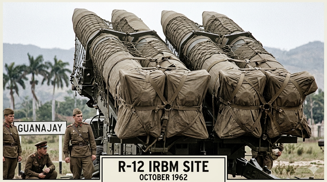 Cuban Missile Crisis missile sites in Cuba showing nuclear weapons during high-stakes decision situation